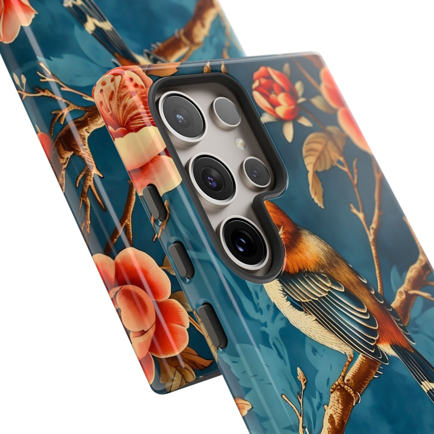 Bird & Floral Phone Case, Tough Cases for Nature Lovers, Gift for Her, Customizable Design, Vibrant Tech Accessories