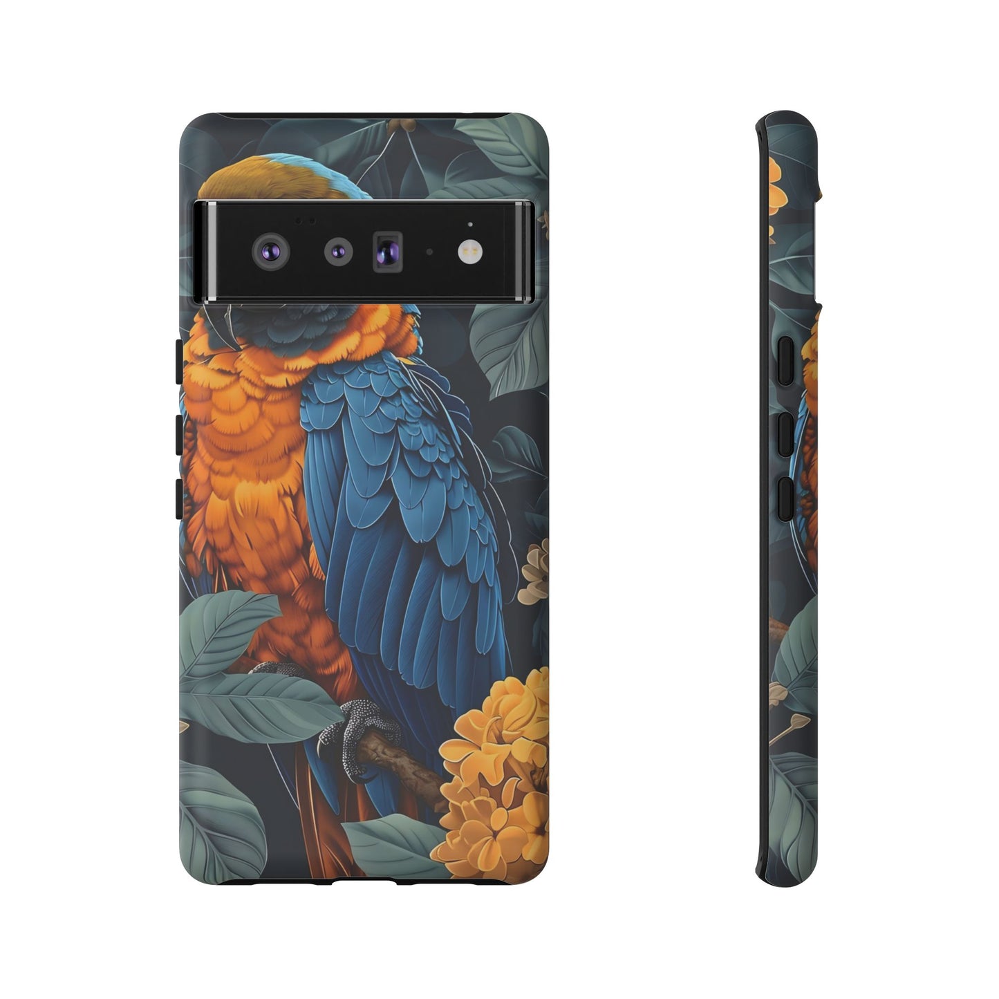 Tropical Parrot Phone Case - Tough Cases, Colorful Phone Cover, Nature Lover Gift, Floral Design, Bird Lover Accessory