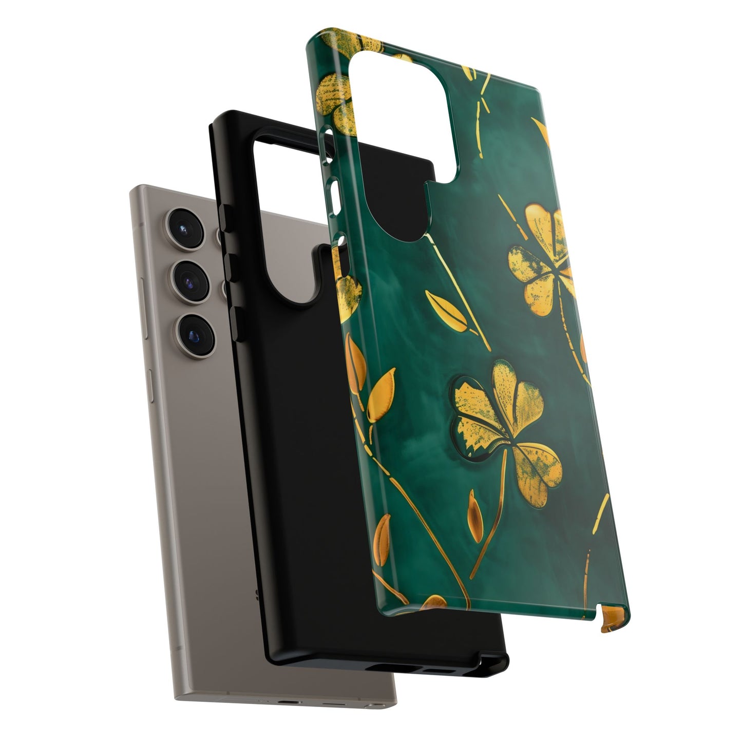 Floral Phone Case with Gold Accents, Tough Phone Cover, Stylish Phone Protector, Unique Gift for Her, Nature Lover Accessory