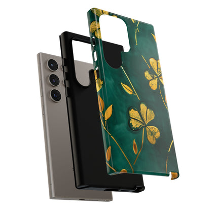 Floral Phone Case with Gold Accents, Tough Phone Cover, Stylish Phone Protector, Unique Gift for Her, Nature Lover Accessory