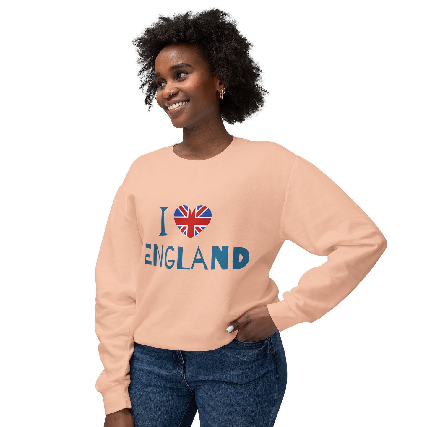 Unisex Lightweight Crewneck Sweatshirt - I Love England - Union Jack Heart Design