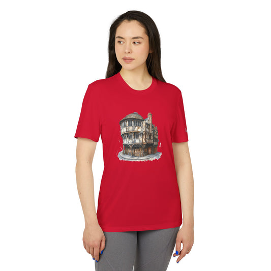 Adidas Unisex Sport T-Shirt - Hand-Painted Bar Scene Wall Art - Vintage Architectural Design