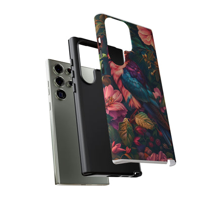 Tough Cases: Vibrant Tropical Bird Phone Case, Floral Smartphone Cover, Nature Lover Gift, Boho Phone Accessory, Cute Bird Case