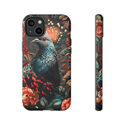 Floral Peacock Phone Case, Tough Cases, Artistic Phone Cover, Unique Gift, Nature Lover Accessory, Protective Case