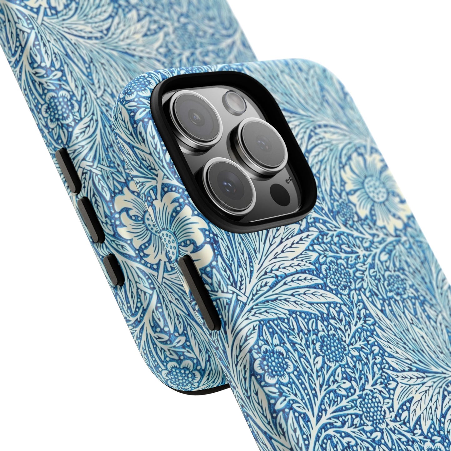 Stylish Phone Case, Tough Floral Phone Cover, Fashionable Tech Accessory, Gift for Her, Blue Flower Design