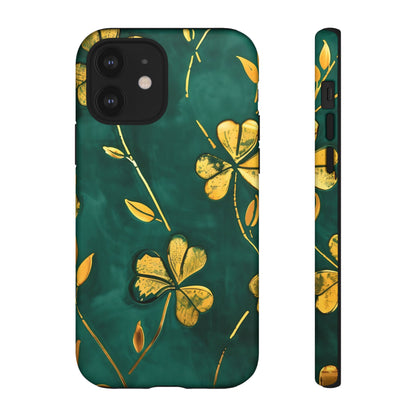 Floral Phone Case with Gold Accents, Tough Phone Cover, Stylish Phone Protector, Unique Gift for Her, Nature Lover Accessory