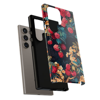 Floral Phone Case with Berry Design, Durable Phone Cover, Floral Print, Gift for Plant Lovers, Nature-Inspired Accessory