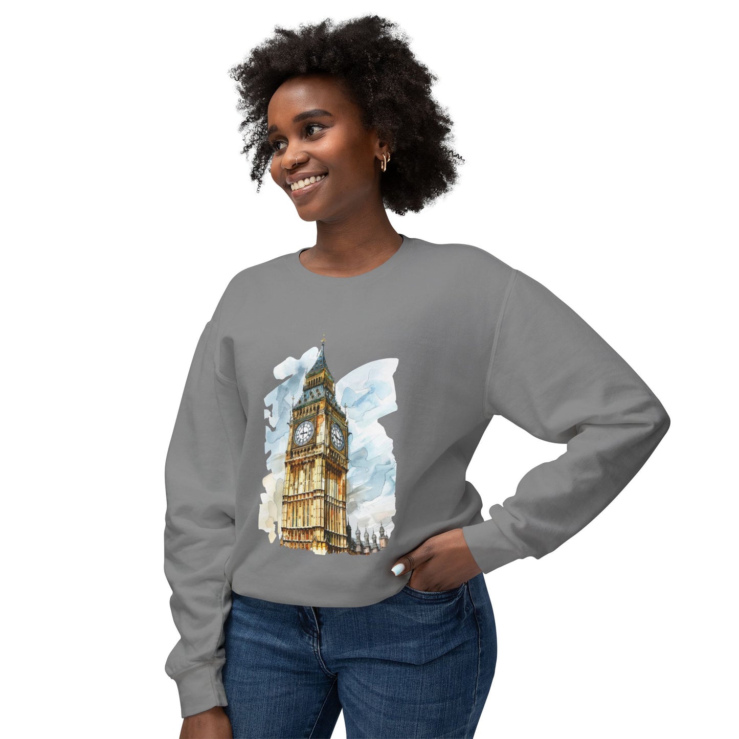 Unisex Lightweight Crewneck Sweatshirt - The Iconic Clock Tower