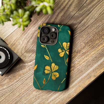 Floral Phone Case with Gold Accents, Tough Phone Cover, Stylish Phone Protector, Unique Gift for Her, Nature Lover Accessory