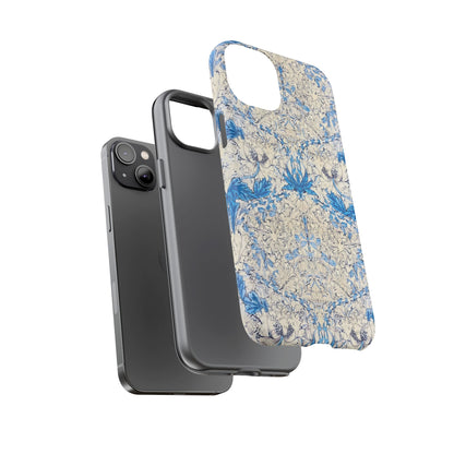 Elegant Floral Phone Case, Tough iPhone Cover, Stylish Mobile Protector, Blue Patterned Case, Unique Gift for Her