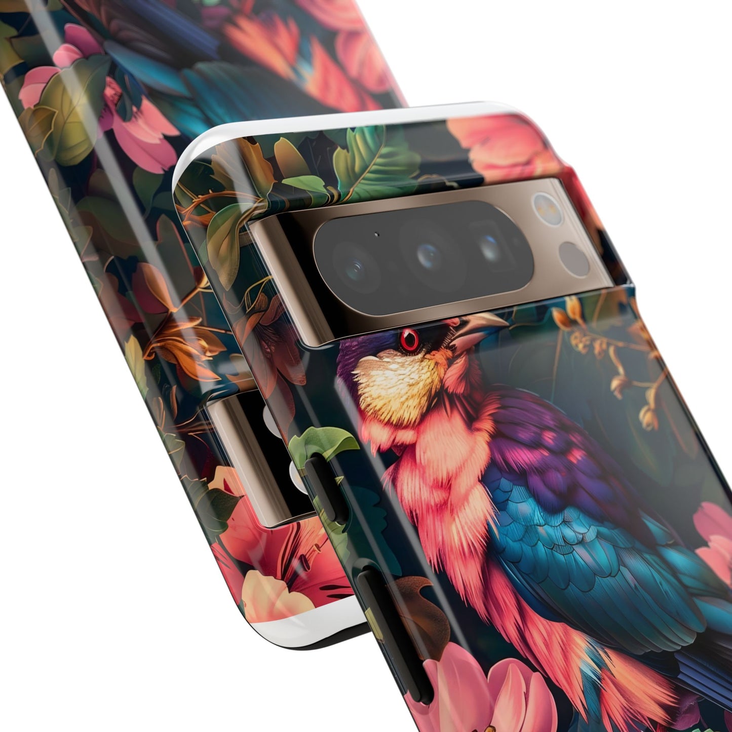 Tough Cases: Vibrant Tropical Bird Phone Case, Floral Smartphone Cover, Nature Lover Gift, Boho Phone Accessory, Cute Bird Case