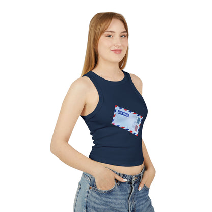 Women's Micro Rib Racer Tank Top - Vintage British Air Mail - Classic Postal Design