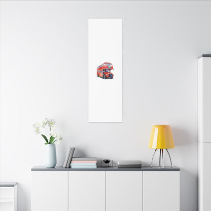 London Red Double-Decker Bus Art Canvas Print, Wall Decor for Travel Lovers, Home Office Gift, Unique Artwork for All Occasions