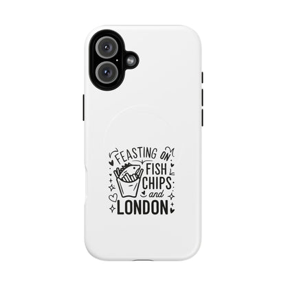 Fish and Chips Magnetic Phone Case, Travel Gift, London Souvenir, Cute Phone Cover, Unique Cell Phone Accessories, Fun British Design