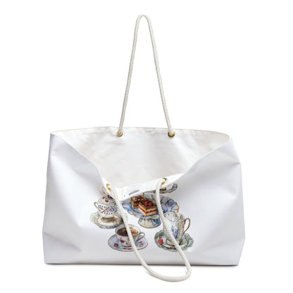 Tea Party Weekender Bag, Stylish Tote for Picnics, Reusable Shopping Bag, Gift for Tea Lovers, Travel Accessories