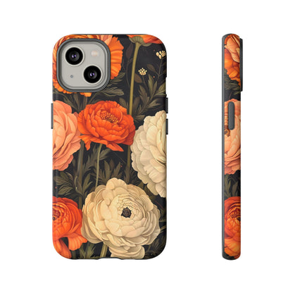 Floral Phone Case with Tough Protection, Blooming Ranunculus Design, Durable Cover, Gift for Flower Lovers, Eco-Friendly Phone Accessory