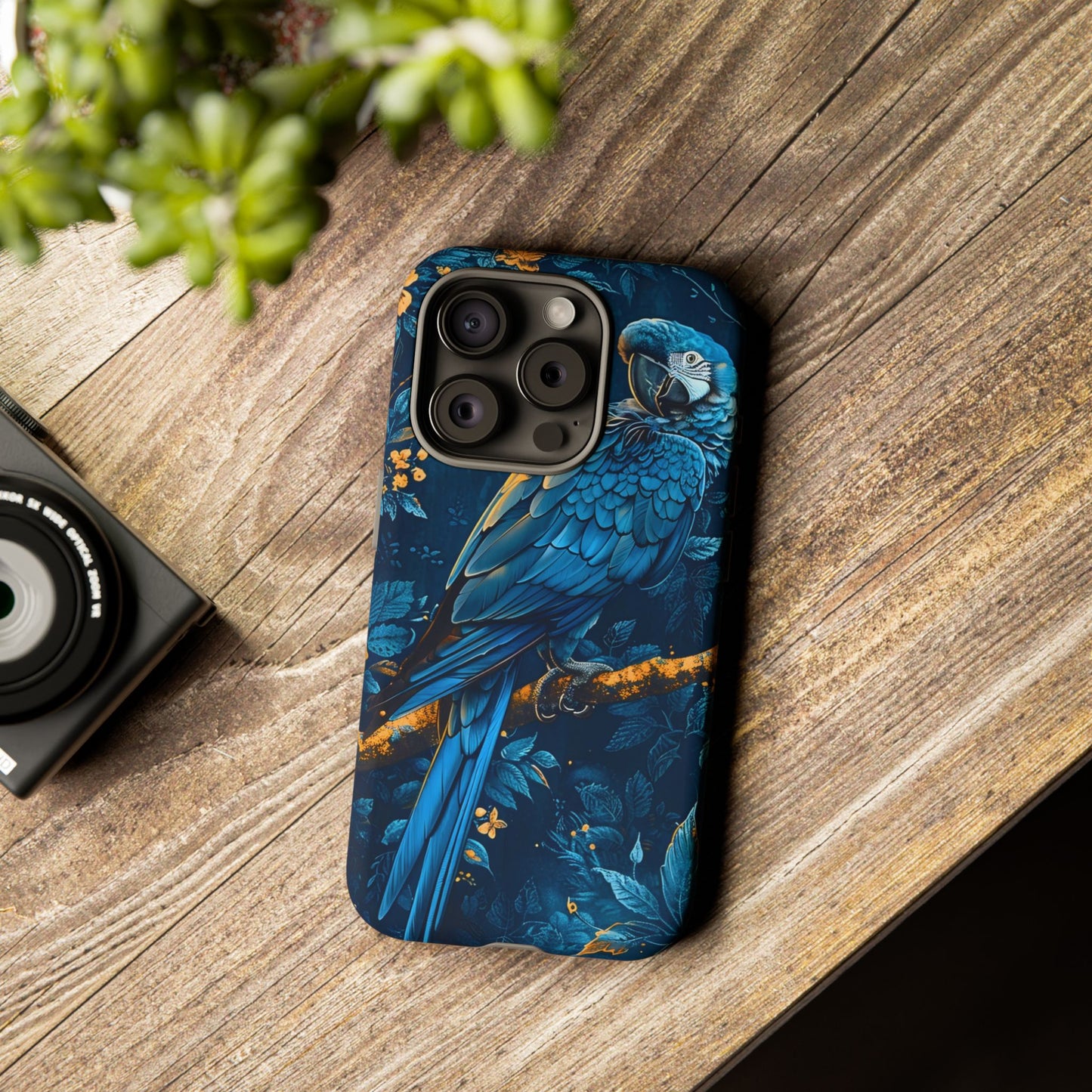 Tough Cases - Vibrant Blue Parrot Phone Case, Tropical Bird Phone Cover, Nature Lover Gift, Eco-Friendly Accessories, Unique Wildlife Decor