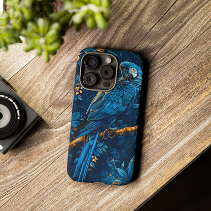 Tough Cases - Vibrant Blue Parrot Phone Case, Tropical Bird Phone Cover, Nature Lover Gift, Eco-Friendly Accessories, Unique Wildlife Decor