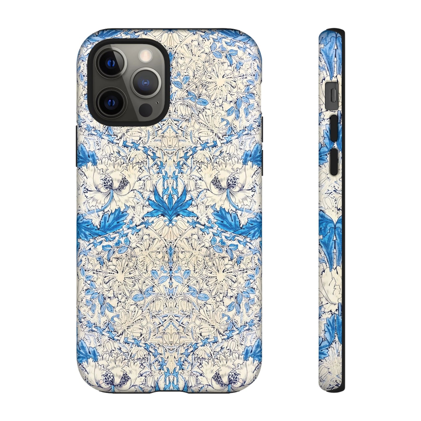 Elegant Floral Phone Case, Tough iPhone Cover, Stylish Mobile Protector, Blue Patterned Case, Unique Gift for Her