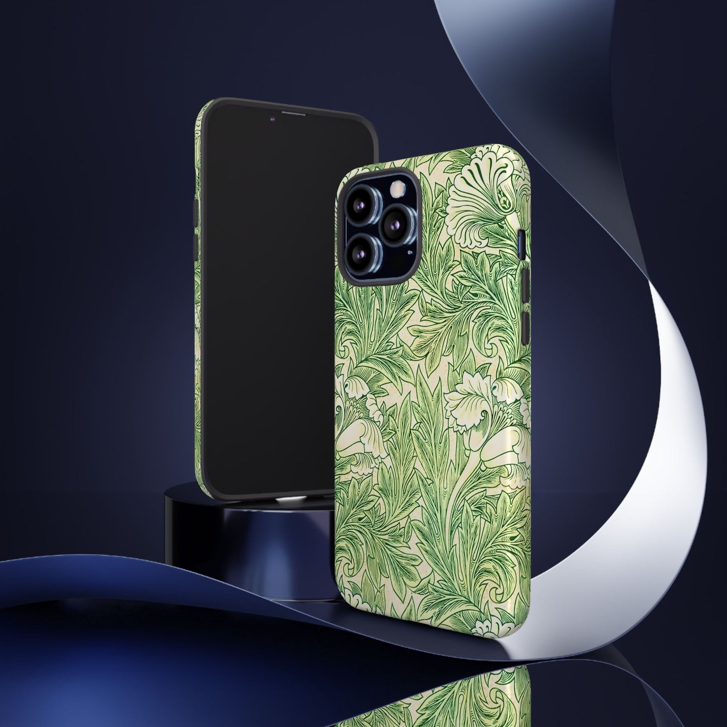 Green Floral Phone Case, Botanical iPhone Cover, Tough Phone Shell, Nature-inspired Gift, Eco-friendly Tech Accessory