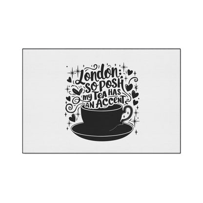 Posh London Tea Floor Mat, Cozy Kitchen Decor, Funny Gift for Tea Lovers, Welcome Mat, Unique Home Accessory