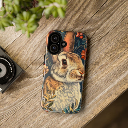 Rabbit Floral Phone Case, Cute Bunny Cover, Nature Lover Gift, Wildlife Photography, Protective Phone Accessory