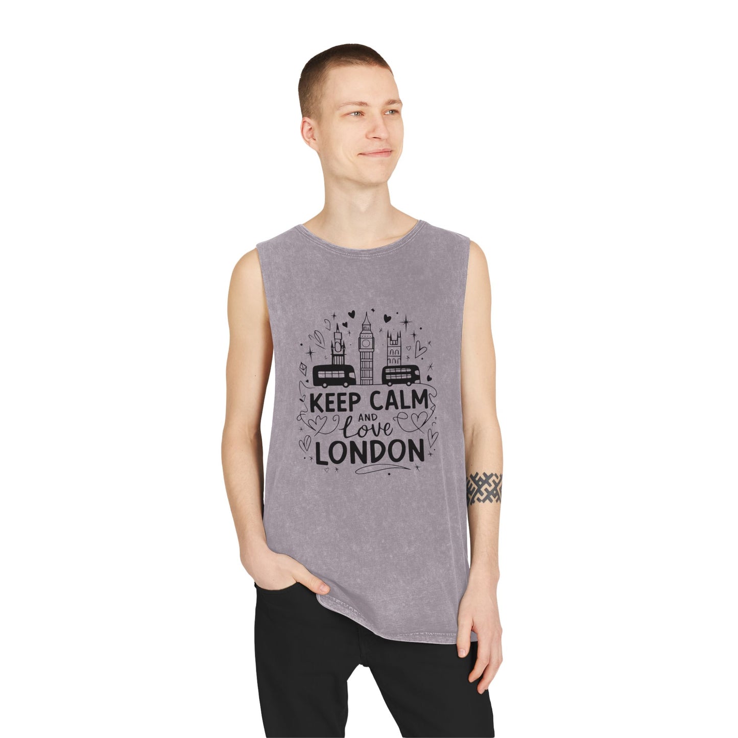 Unisex Stonewash Tank Top - Keep Calm and Love London