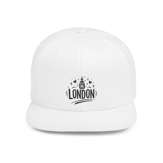 London Graphic Flat Bill Snapback Hat | Trendy Urban Style Cap, Streetwear Accessory, Gift for Him/Her, Travel Souvenir, Fashion Statement