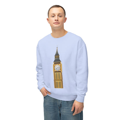 Unisex Lightweight Crewneck Sweatshirt - Iconic Big Ben Clock Tower Design