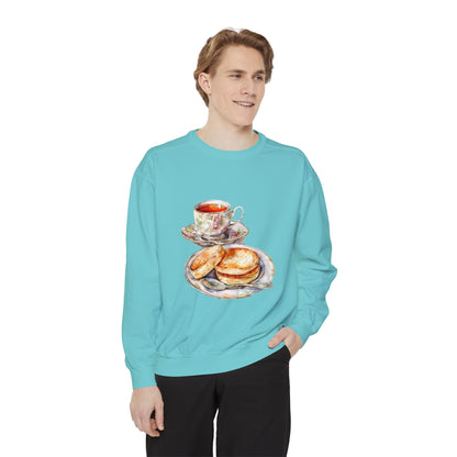 Unisex Garment-Dyed Sweatshirt- British Royal Breakfast - Elegant and Opulent Morning Feast