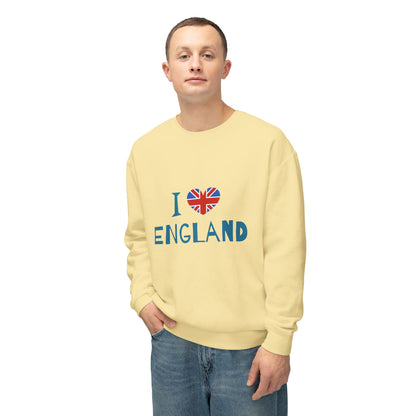 Unisex Lightweight Crewneck Sweatshirt Relaxed - I Love England