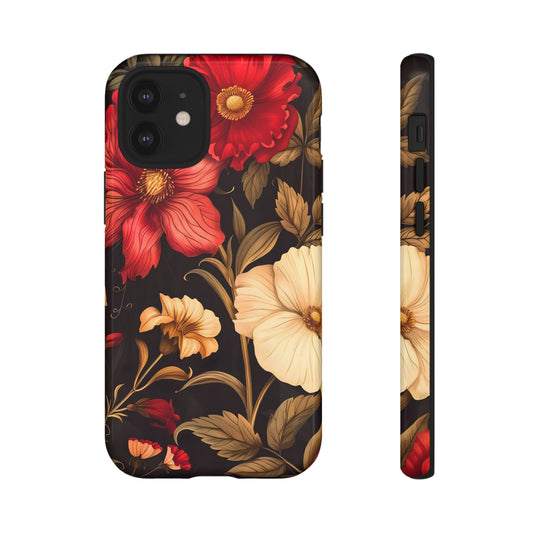 Floral Phone Case, Tough Cases, Vintage Style, Protective Cover, Gift for Flower Lovers, Floral Design, Elegant Phone Accessory
