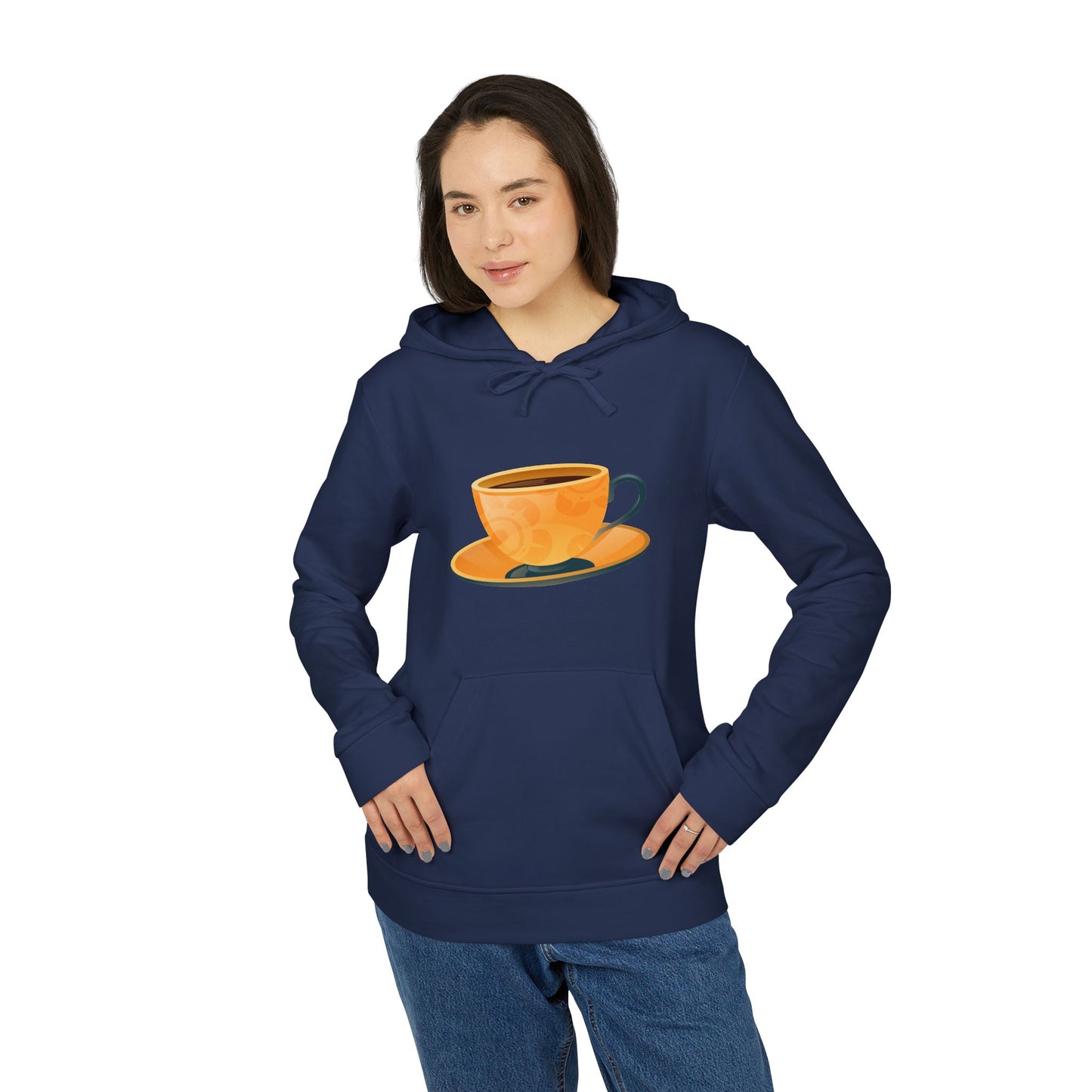 adidas Unisex Fleece Hoodie - Classic British Tea Kettle - Timeless Elegance in Tea Time
