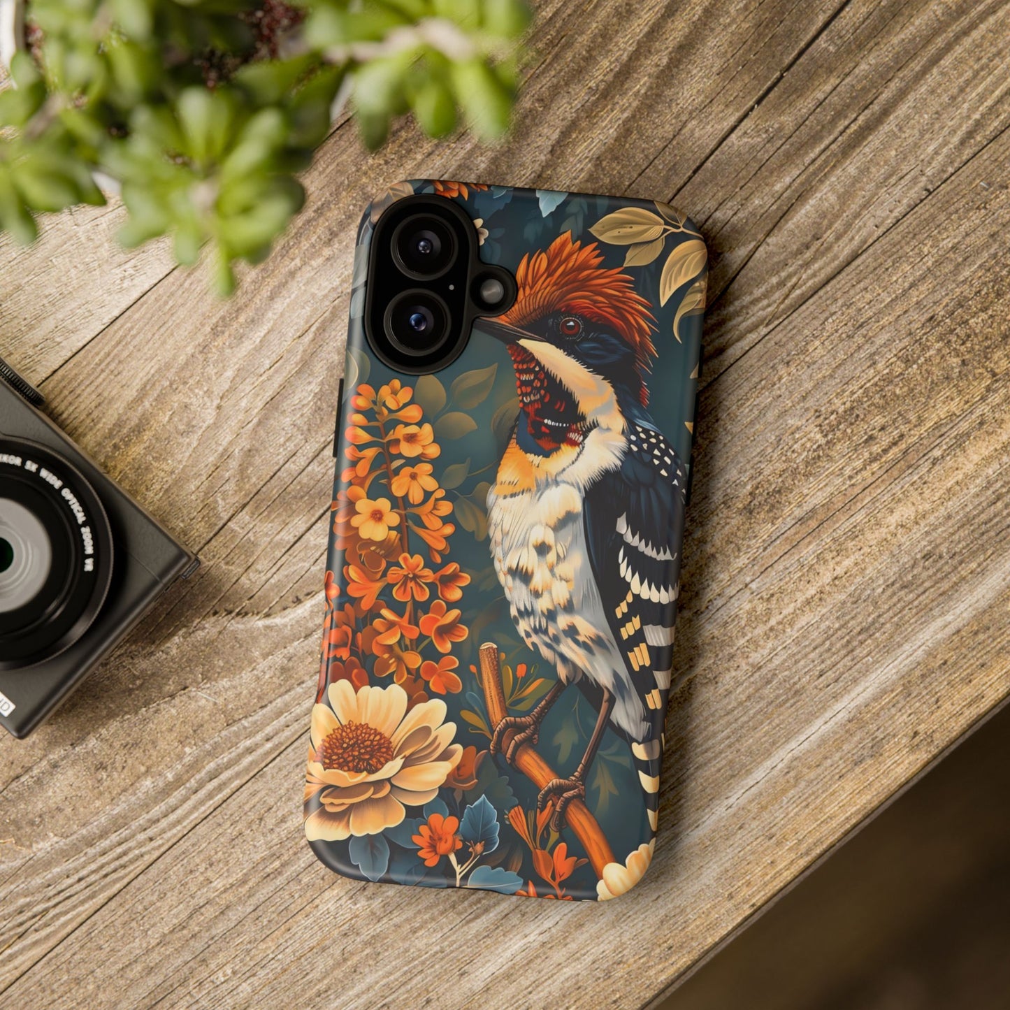Tough Cases: Floral Bird Phone Case, Vintage Style Cover, Nature Lover Gift, Botanical Design, Spring Inspire Fashion