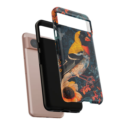 Colorful Bird Phone Case, Floral Phone Cover, Tough Phone Protector, Nature Lover Gift, Botanical Case, Unique Mobile Accessory