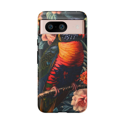 Tropical Parrot Phone Case, Floral Print Protector, Gift for Nature Lovers, Stylish Accessory for Summer, Unique Smartphone Cover