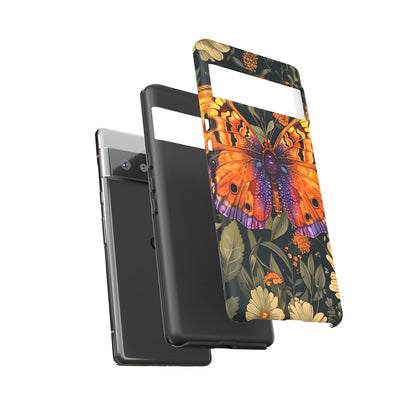 Butterfly Phone Case, Tough Cases for Nature Lovers, Vibrant Floral Design, Gift for Her, Cute Phone Accessories, Butterfly Artwork