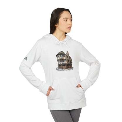 adidas Unisex Fleece Hoodie with Artistic House Design - Cozy & Stylish Casual Wear