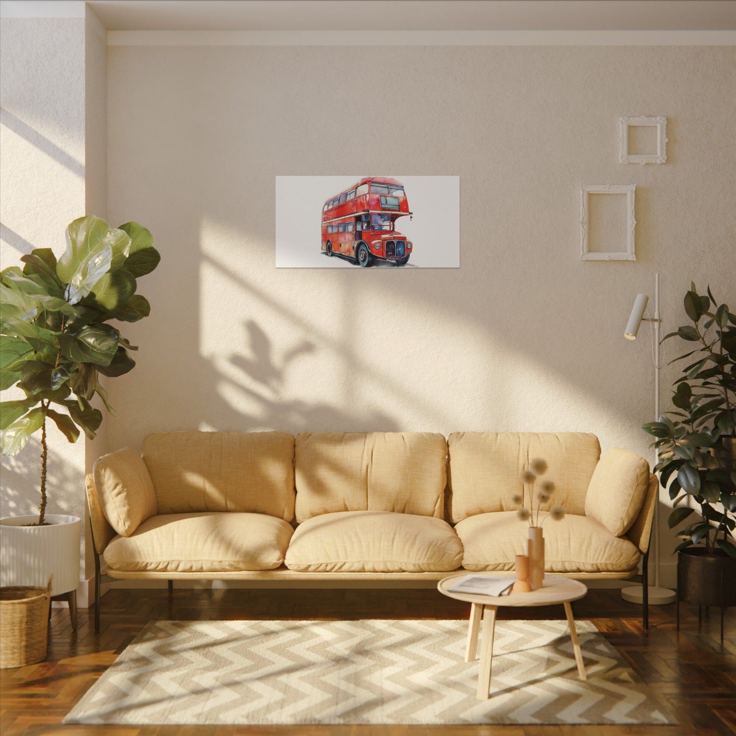 London Red Double-Decker Bus Art Canvas Print, Wall Decor for Travel Lovers, Home Office Gift, Unique Artwork for All Occasions