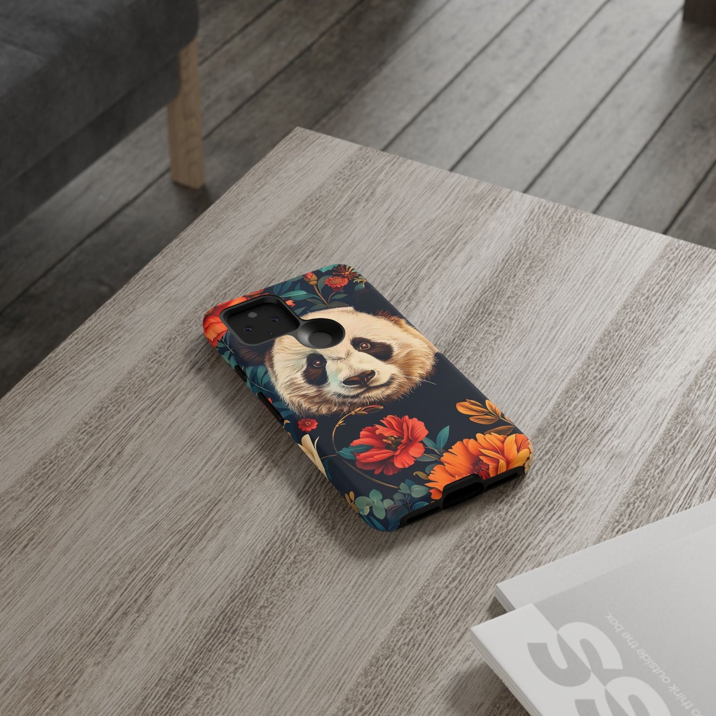 Panda Floral Phone Case, Tough Cases, Cute Animal Case, Floral Design, Gifts for Animal Lovers, Phone Accessories