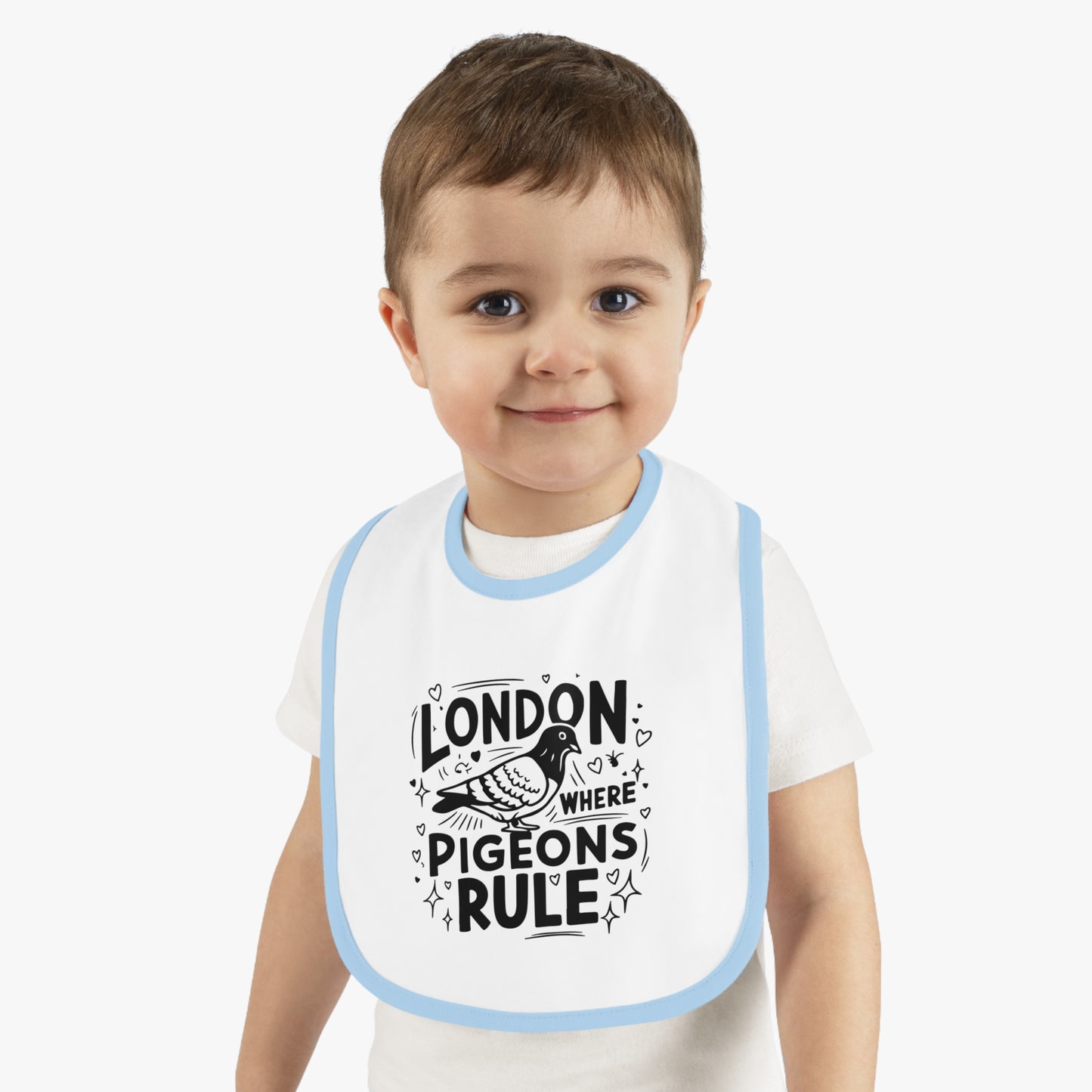 London Pigeons Rule Baby Bib, Cute Baby Accessories, Infant Feeding Bib, Unique Baby Gift, Fun Baby Shower Present