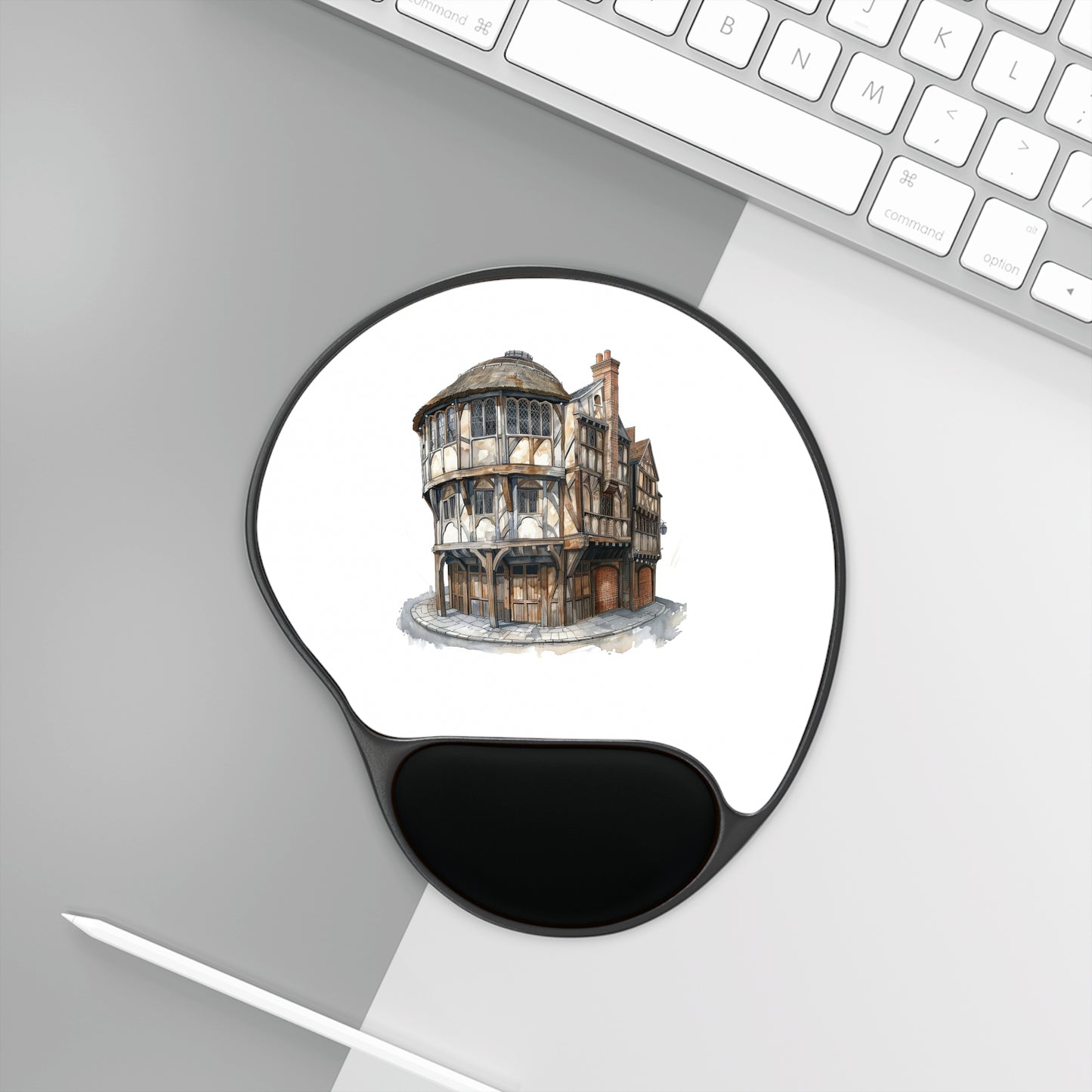 Cute Historic Building Mouse Pad with Wrist Rest, Office Decor, Gamer Gift, Ergonomic Mousepad, Desk Accessory, Home Office Essentials