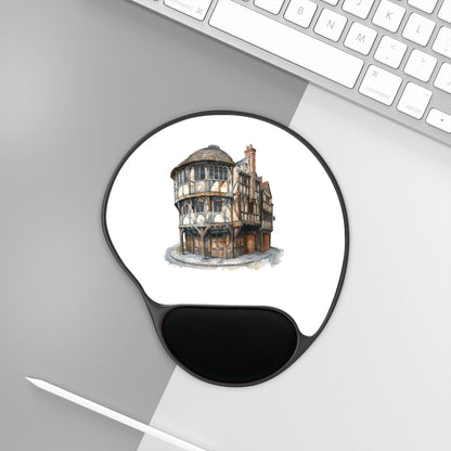 Cute Historic Building Mouse Pad with Wrist Rest, Office Decor, Gamer Gift, Ergonomic Mousepad, Desk Accessory, Home Office Essentials
