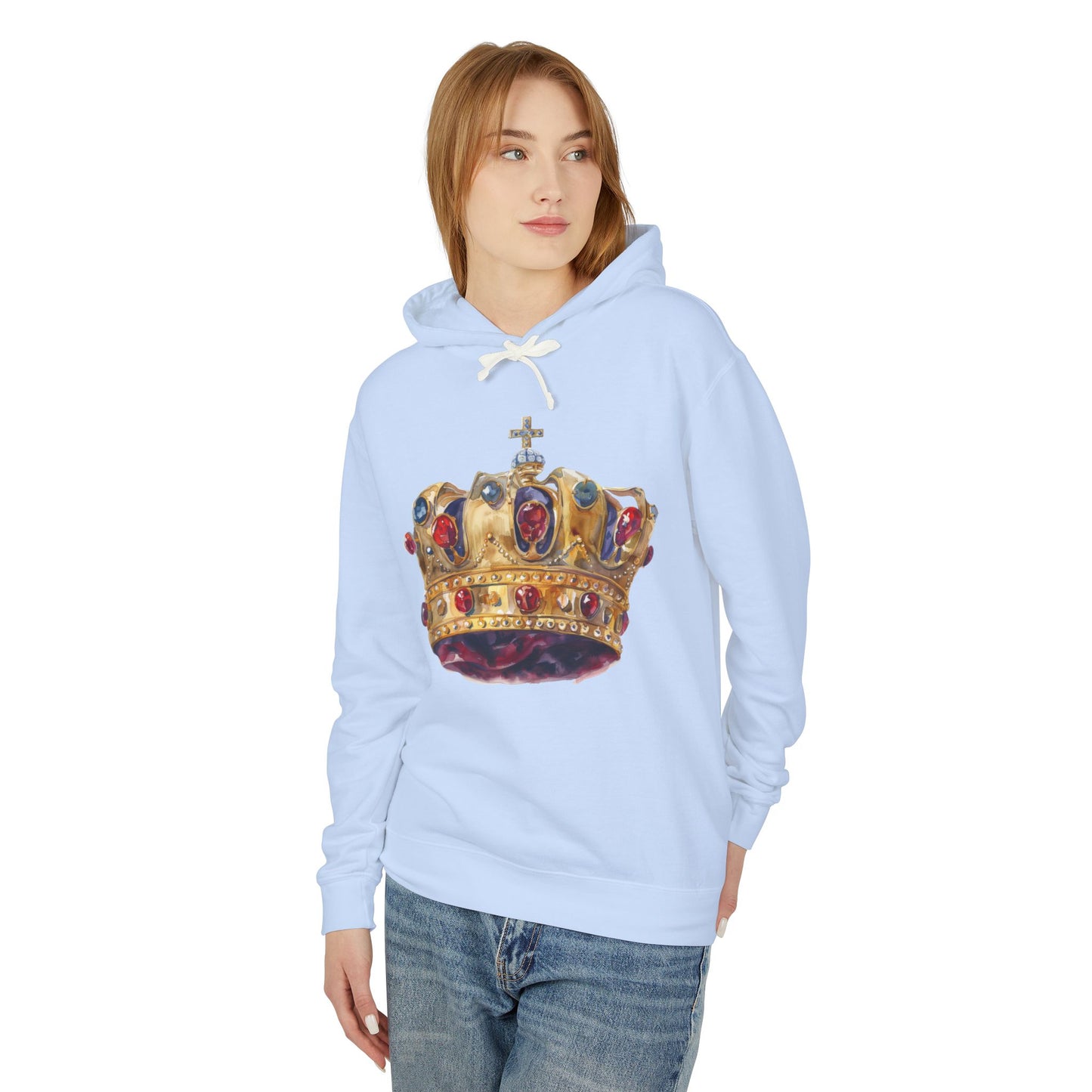 Unisex Lightweight Hooded Sweatshirt - British Royal Crown Design - Iconic Symbol of Monarchy