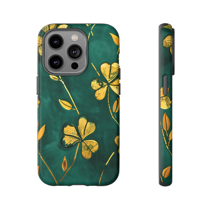 Floral Phone Case with Gold Accents, Tough Phone Cover, Stylish Phone Protector, Unique Gift for Her, Nature Lover Accessory