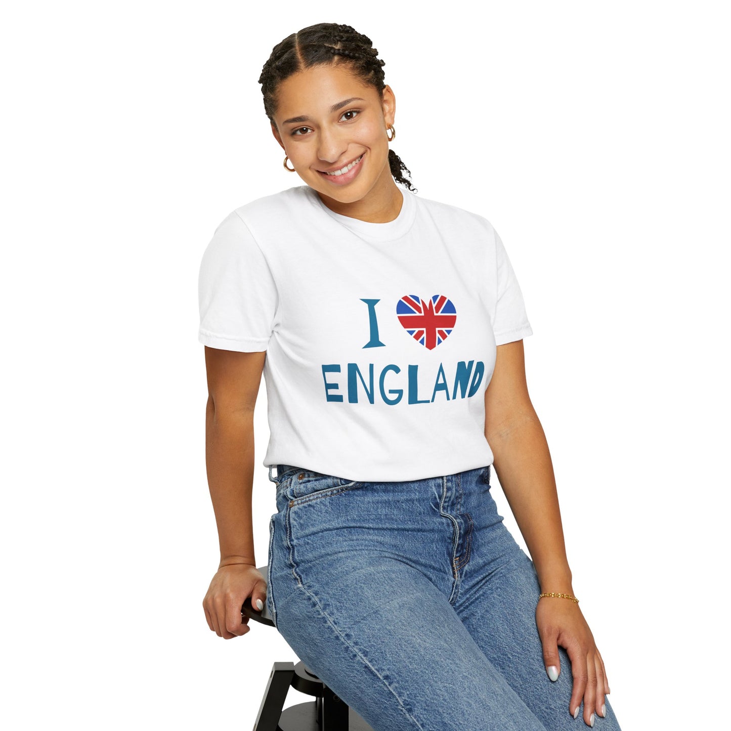 Unisex Garment-Dyed T-shirt - I Love England - Union Jack Heart