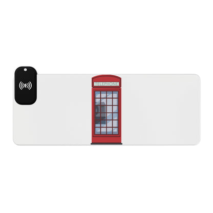 Red Telephone Box - LED Gaming Mouse Pad with Wireless Charging - Perfect for Gamers, Desk Decor, Gift for Tech Enthusiasts, Home Office Essential, [...]
