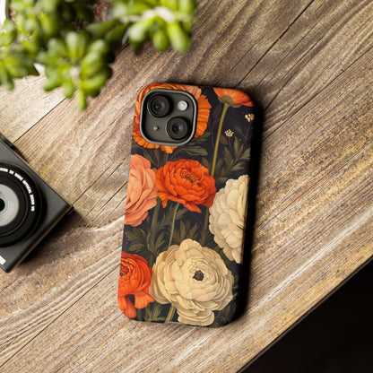Floral Phone Case with Tough Protection, Blooming Ranunculus Design, Durable Cover, Gift for Flower Lovers, Eco-Friendly Phone Accessory
