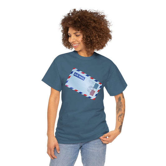 Unisex Heavy Cotton Tee - Vintage British Air Mail - Classic Postal Design