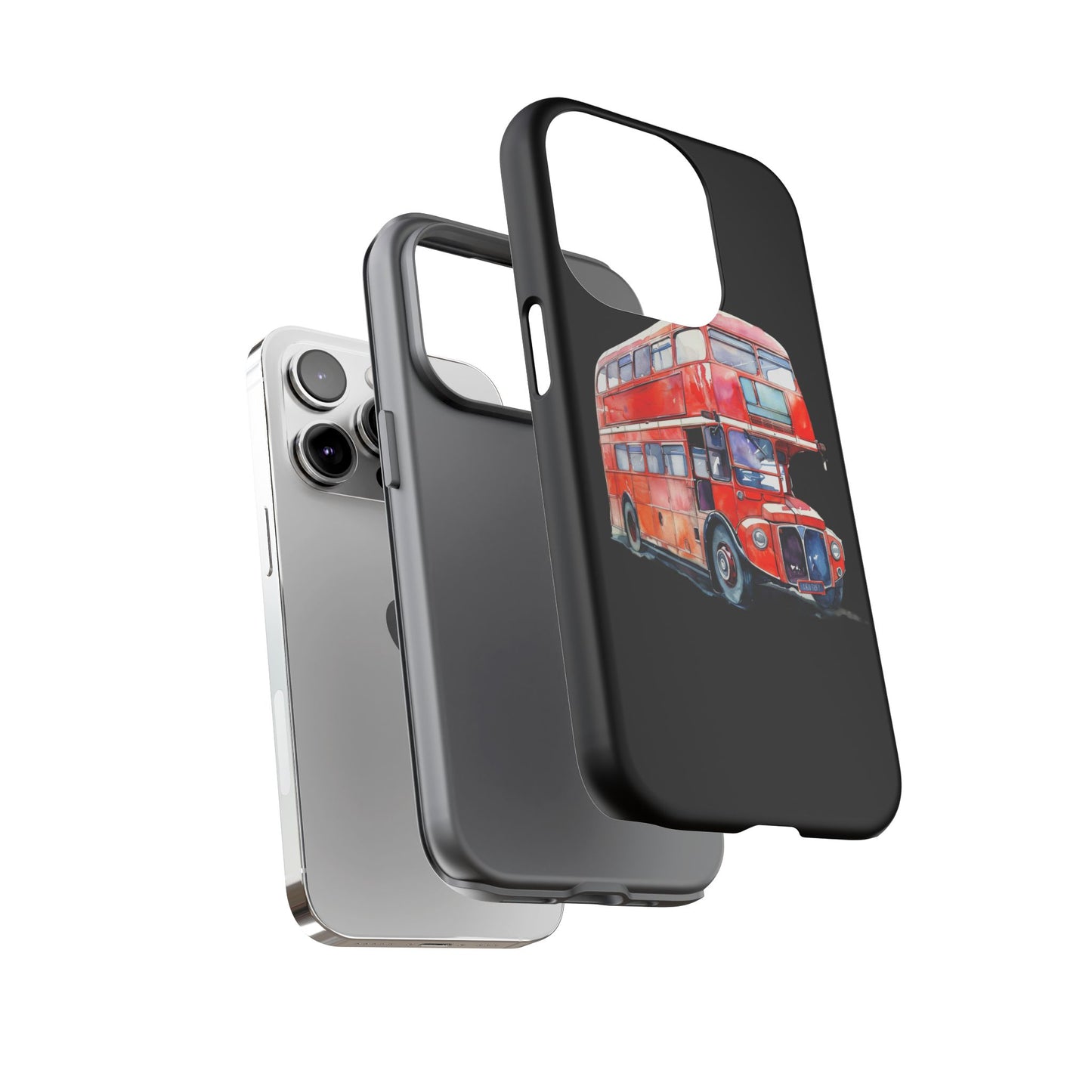 London Bus Phone Case, Tough iPhone Cover, Unique Gift for Travelers, Vintage Style Accessories, Holiday Present Idea